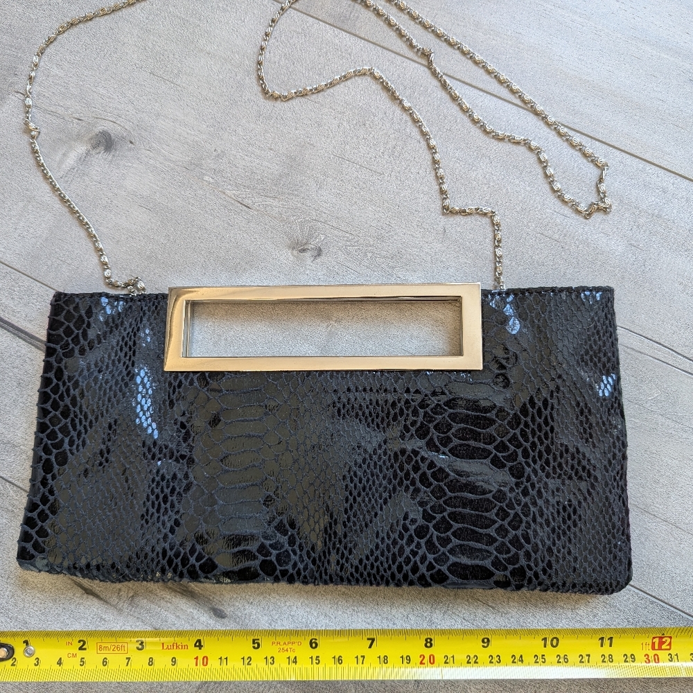 Black Clutch Bag with Silver Handle